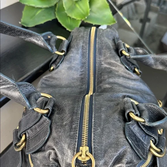 Chloé genuine leather bay bag blue/gray coloring Top Handle large purse - Picture 10 of 13